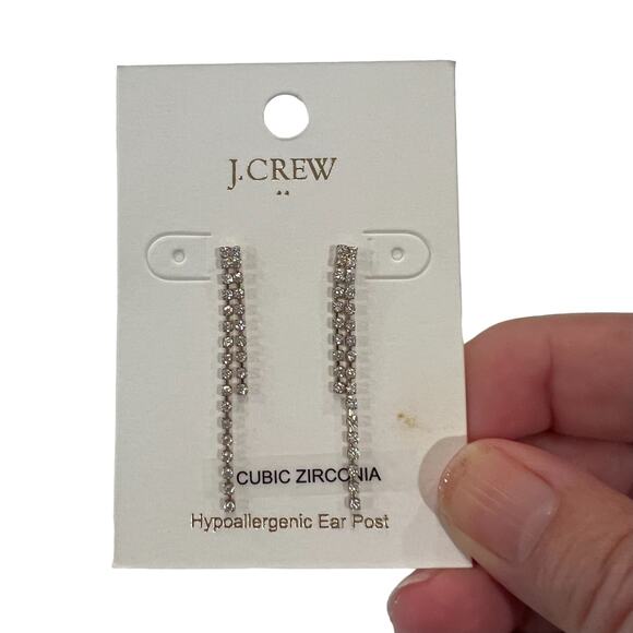 NWT J. Crew Gold Tiny Crystal Waterfall Earrings - Picture 3 of 5